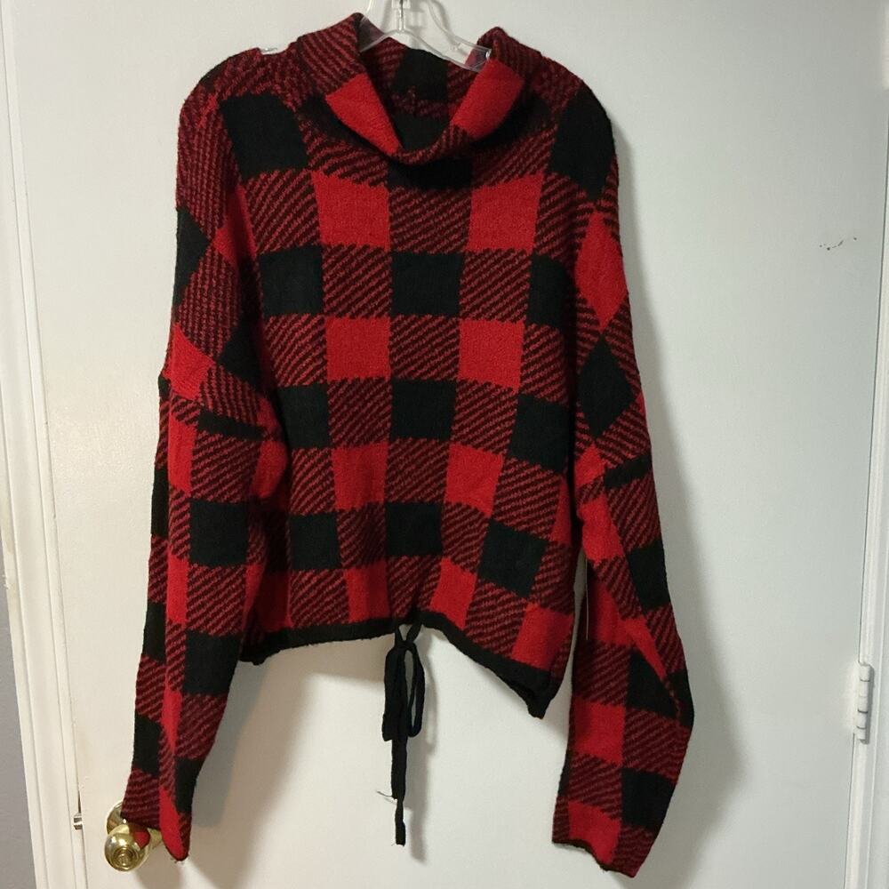 NWT Red Black Buffalo Plaid Turtleneck Sweater Long Sleeve Plus 3X 3762